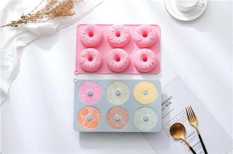 6 Cells Large Size Cake Molds Food Grade Material Donuts Mold Baking Tools For Biscuit Dessert Chocolate Mould Silicone Baking Mold Just Pop Out Non-Stick Doughnuts Baking Molds Stevvex