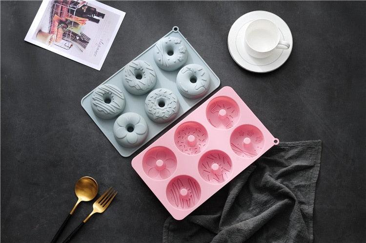 6 Cells Large Size Cake Molds Food Grade Material Donuts Mold Baking Tools For Biscuit Dessert Chocolate Mould Silicone Baking Mold Just Pop Out Non-Stick Doughnuts Baking Molds Stevvex