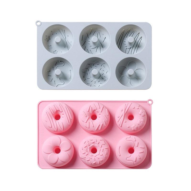 6 Cells Large Size Cake Molds Food Grade Material Donuts Mold Baking Tools For Biscuit Dessert Chocolate Mould Silicone Baking Mold Just Pop Out Non-Stick Doughnuts Baking Molds Stevvex