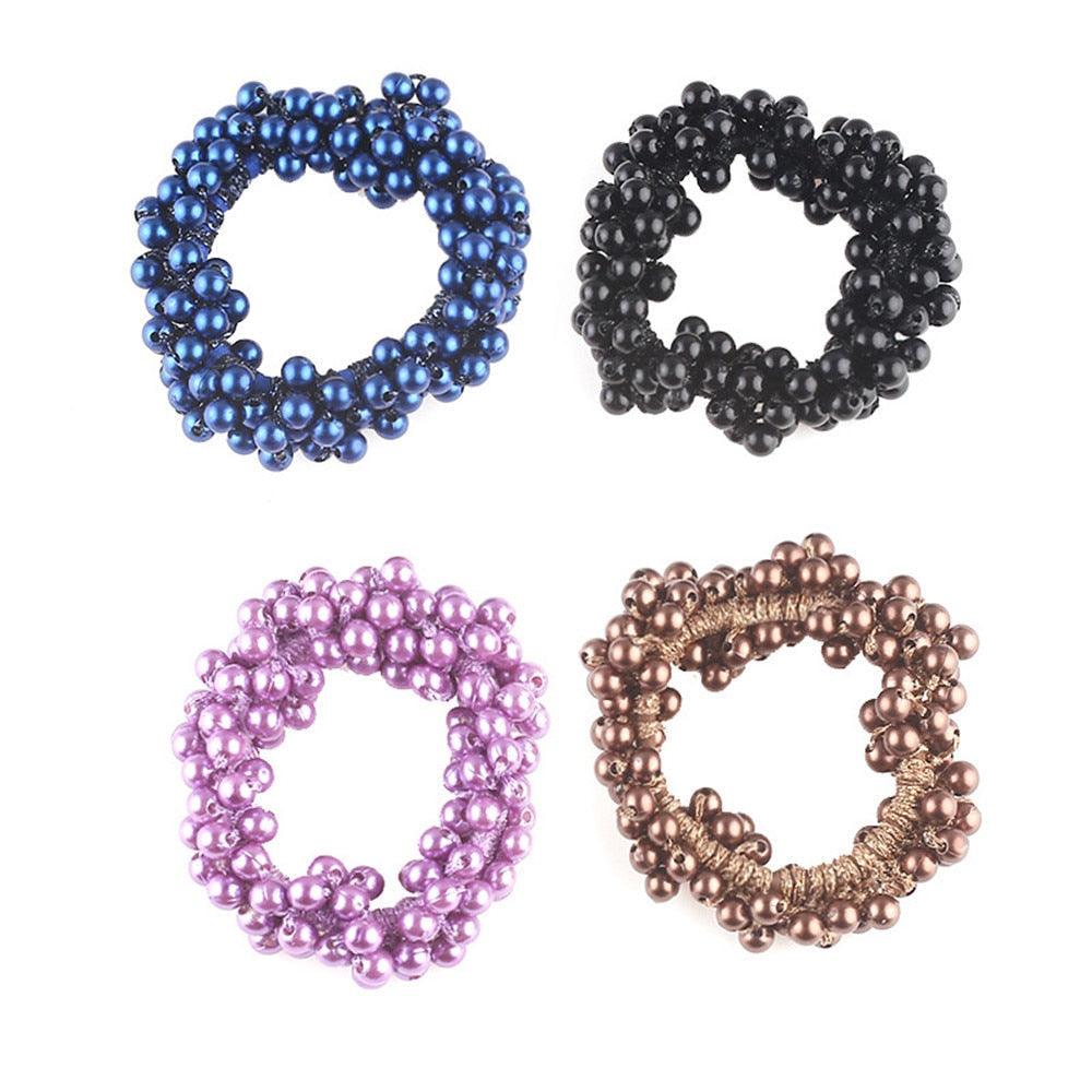 6 Colors Woman Elegant Pearl Hair Ties Beads Girls Scrunchies Rubber Bands Ponytail Holders Hair Accessories Elastic Hair Band No Metal Hairband Girls Elegant Headwear Accessories Wraps Hoop Clips Stevvex