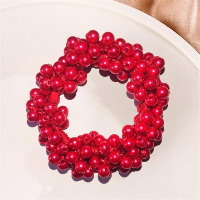 6 Colors Woman Elegant Pearl Hair Ties Beads Girls Scrunchies Rubber Bands Ponytail Holders Hair Accessories Elastic Hair Band No Metal Hairband Girls Elegant Headwear Accessories Wraps Hoop Clips Stevvex