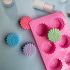 6 Holes Flower Shaped Silicone Mold Sunflower Flower Form Fondant Molds Handmade Soap Baking Crafts Cake Mould Decoration Tools Silicone Flower Shape Soap Molds Stevvex