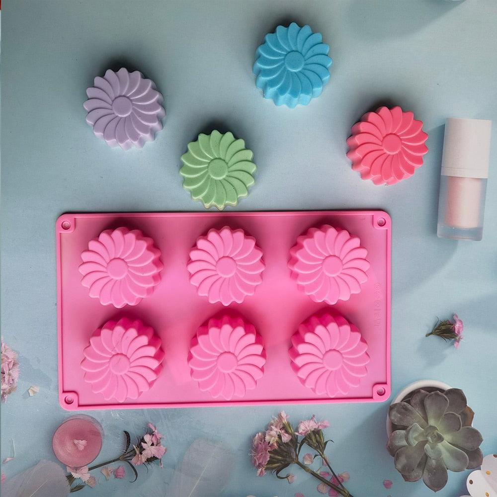 6 Holes Flower Shaped Silicone Mold Sunflower Flower Form Fondant Molds Handmade Soap Baking Crafts Cake Mould Decoration Tools Silicone Flower Shape Soap Molds Stevvex