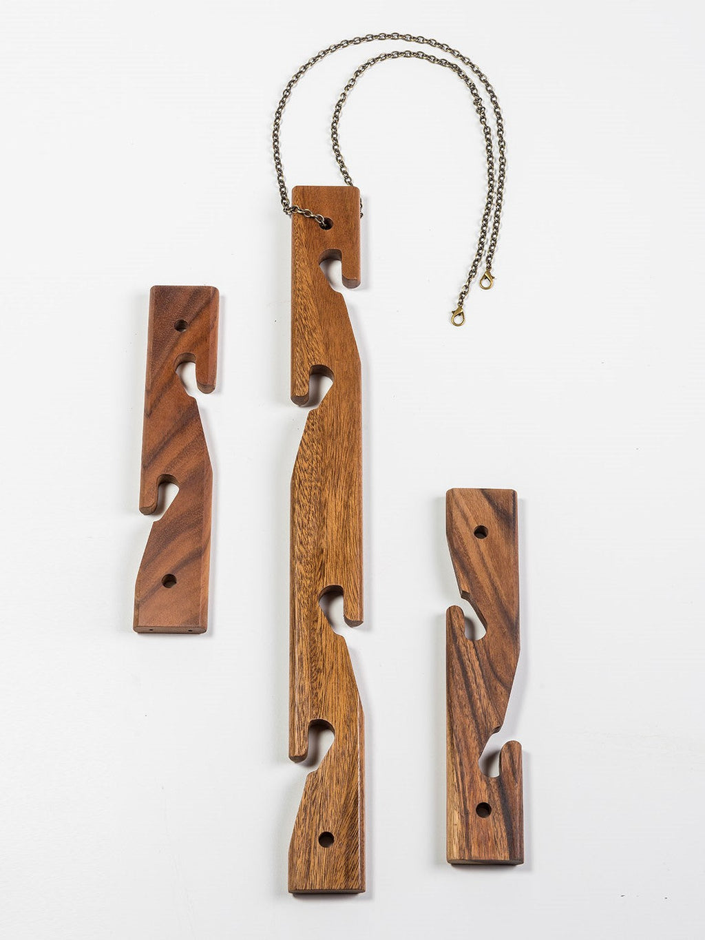 6-Pot Acacia Wood Hanging Plant Holder 3-Piece Set for Indoor Outdoor BandsCo Straps