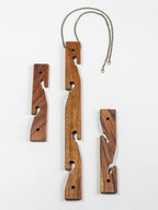 6-Pot Acacia Wood Hanging Plant Holder 3-Piece Set for Indoor Outdoor BandsCo Straps
