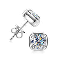 6.5mm 1ct Round Moissanite Stud Earrings 925 Sterling Silver Square Setting BandsCo Straps
