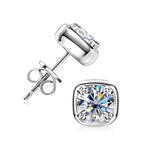 6.5mm 1ct Round Moissanite Stud Earrings 925 Sterling Silver Square Setting BandsCo Straps