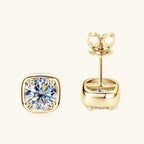 6.5mm 1ct Round Moissanite Stud Earrings 925 Sterling Silver Square Setting BandsCo Straps