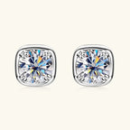 6.5mm 1ct Round Moissanite Stud Earrings 925 Sterling Silver Square Setting BandsCo Straps