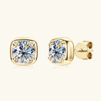 6.5mm 1ct Round Moissanite Stud Earrings 925 Sterling Silver Square Setting BandsCo Straps