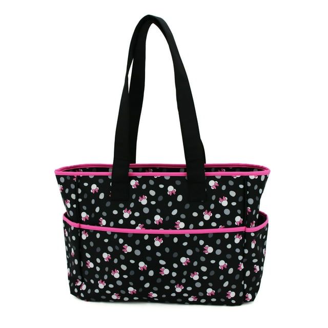 Disney Minnie Mouse Multi Piece Diaper Bag set with Minnie Mouse Toss Heads Print (includes changing pad, insulated bottle holder and pacifier holder EasyOptionXY LLC