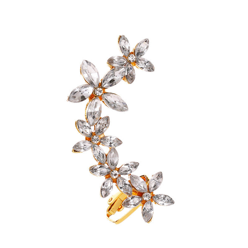 Elegant Crystal Butterfly Flower Ear Clips – Chic &amp; Feminine Statement Piece Pi-Mart