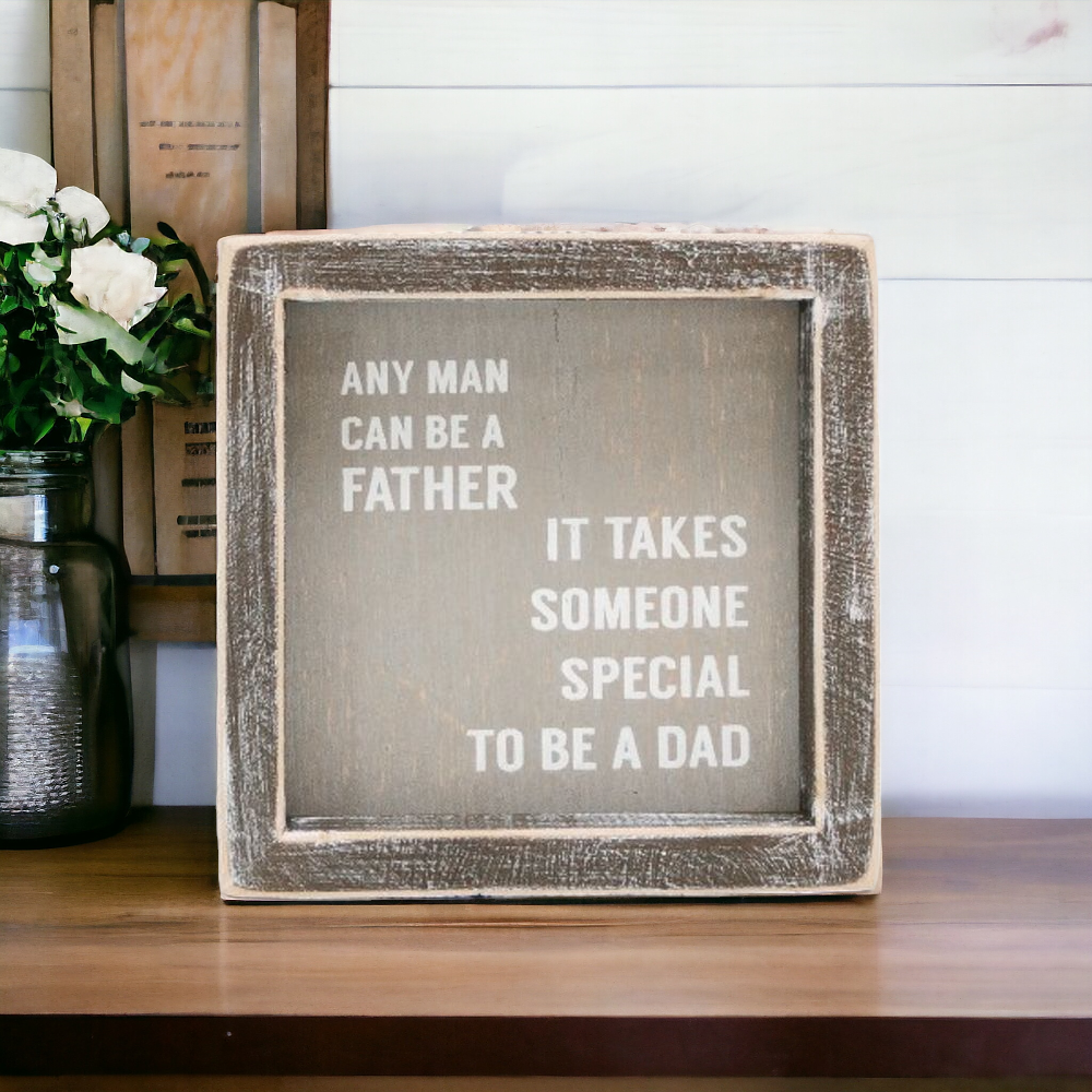 Someone Special 5 Inch Wooden Framed Sign Dad Gift Rustic Small Home Decor Table Shelf Plaque BandsCo Straps