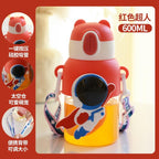 600ml Kids Water Bottles Summer Cute High Beauty Straw Cup for Girls School Baby Leak proof Cartoon Children Water Bottle Water Bottle Cute Water Bottles for Girls Water Bottle with Straw and Adjustable Strap Portable Leakproof Bottles Stevvex