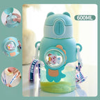 600ml Kids Water Bottles Summer Cute High Beauty Straw Cup for Girls School Baby Leak proof Cartoon Children Water Bottle Water Bottle Cute Water Bottles for Girls Water Bottle with Straw and Adjustable Strap Portable Leakproof Bottles Stevvex
