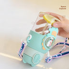 600ml Kids Water Bottles Summer Cute High Beauty Straw Cup for Girls School Baby Leak proof Cartoon Children Water Bottle Water Bottle Cute Water Bottles for Girls Water Bottle with Straw and Adjustable Strap Portable Leakproof Bottles Stevvex