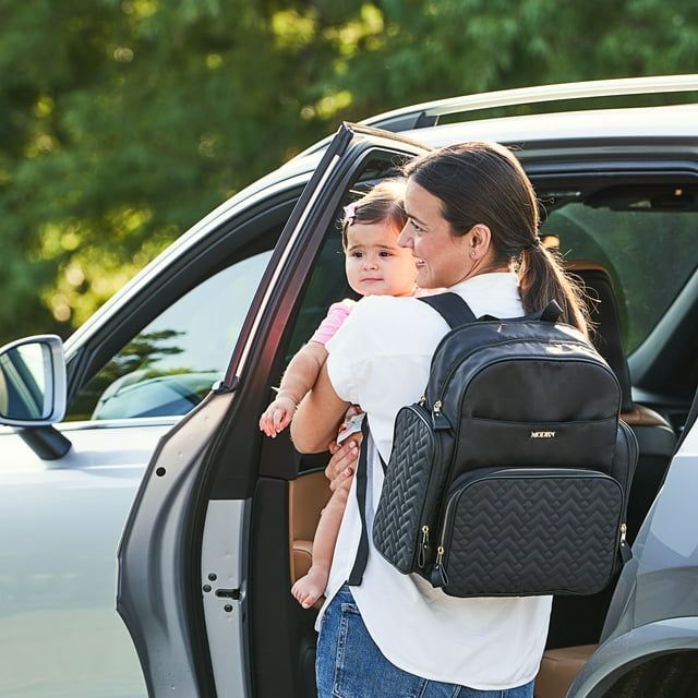 MoDRN Jamie Black Quilted Diaper Bag Backpack EasyOptionXY LLC