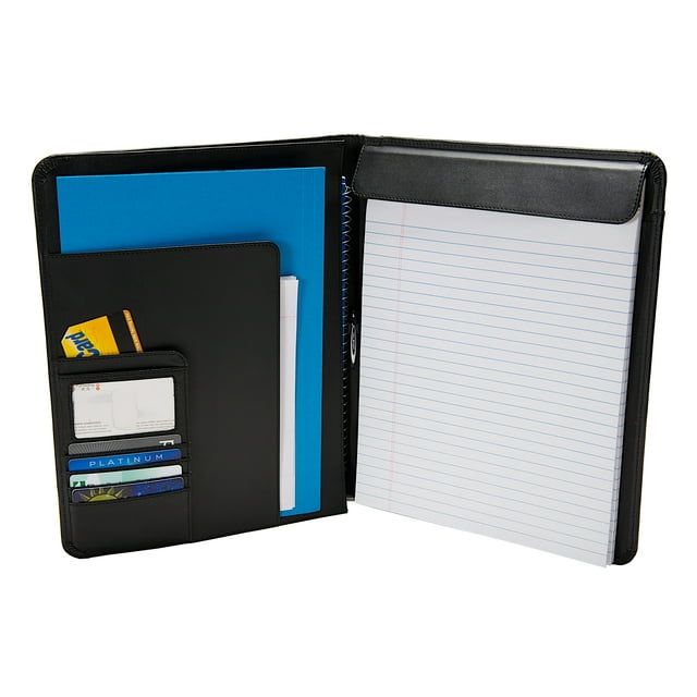 Case?it, Director, Padfolio, with Writing Pad, Leatherette Portfolio, Faux Leather, Black, Pad-30