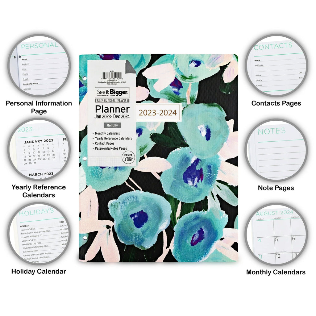 See It Bigger Monthly Planner, April 2023 - June 2025, (8.5" x 11") Teal