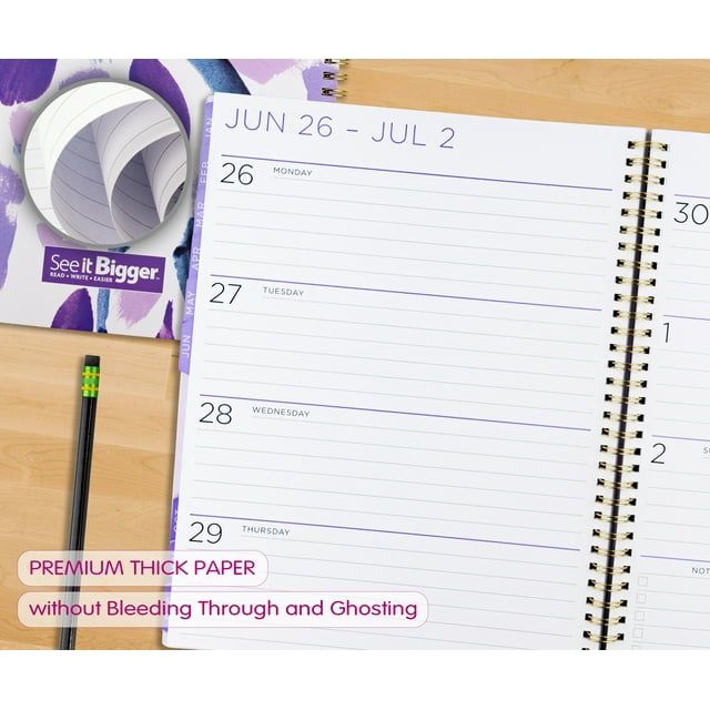 See It Bigger Monthly/Weekly Planner, April 2023 - June 2024 (11" x 9.75") Purple