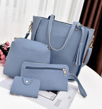 Women Bag Set Top-Handle Big Capacity Female Tassel Handbag Fashion Shoulder Bag Ladies PU Leather Crossbody Bag bolsas feminin Pi-Mart