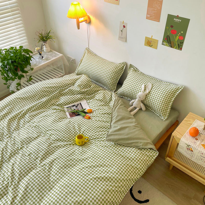 Student Dormitory Thick Sanded Aloe Cotton Four-piece Set Bed Linen Quilt Cover Bedding Pi-Mart