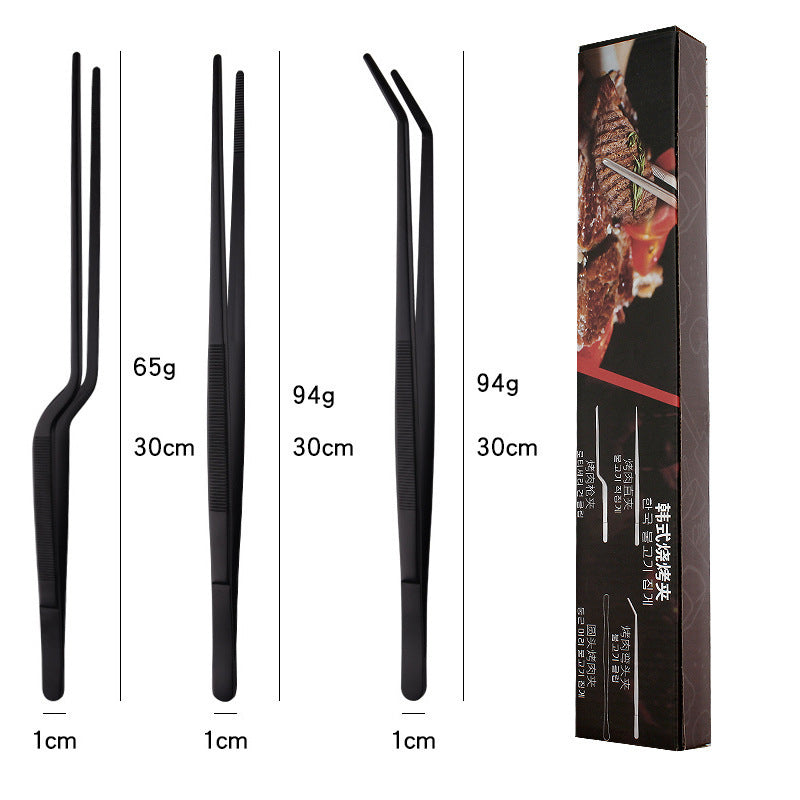 Stainless Steel Barbecue Tongs Outdoor Retro Long-handle Clip Fried Steak Anti-scald Restaurant Kitchen Plate Holder Pi-Mart