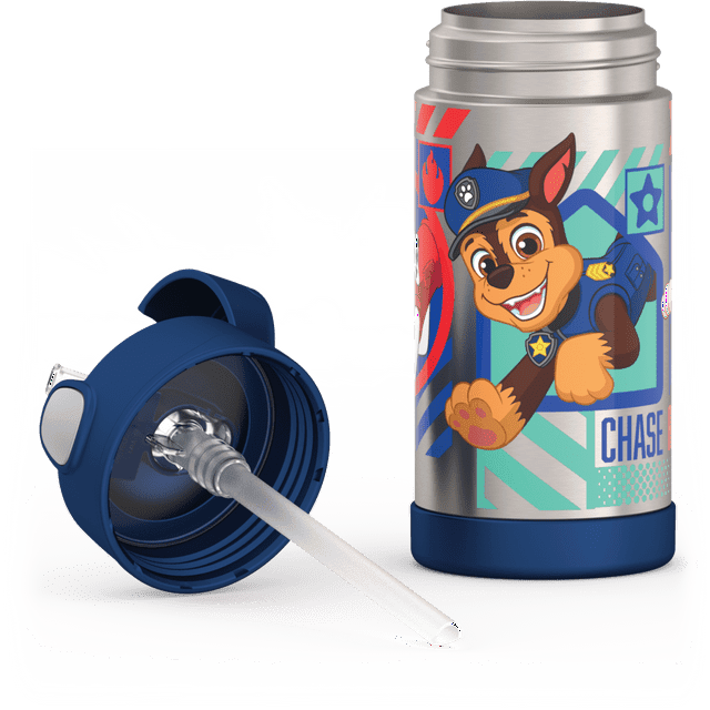 Thermos Kids Stainless Steel Vacuum Insulated Funtainer Straw Water Bottle, Paw Patrol, 12 fl oz