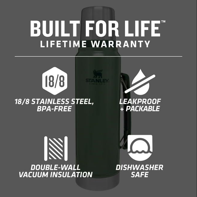Stanley Classic Stainless Steel Vacuum Insulated Thermos Bottle, 1.1 qt EasyOptionXY LLC
