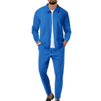 Men's Slim Fit Jacket with Zipper Pocket, Long Sleeved Sportswear, Cardigan Jacket Set, Long Pants, Elegant, two-Piece Set
