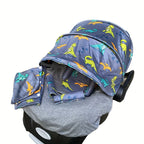 9pcs/set, Soft Breathable Cartoon Pattern Car Seat Cover Set, Including Car Seat Cover, Canopy, Headrest, Blanket, 2 Seat Belt Cushion Covers, Armrest Cushion Cover, Hat And Multi-Purpose Nursing Cover, Car Seat Not Included