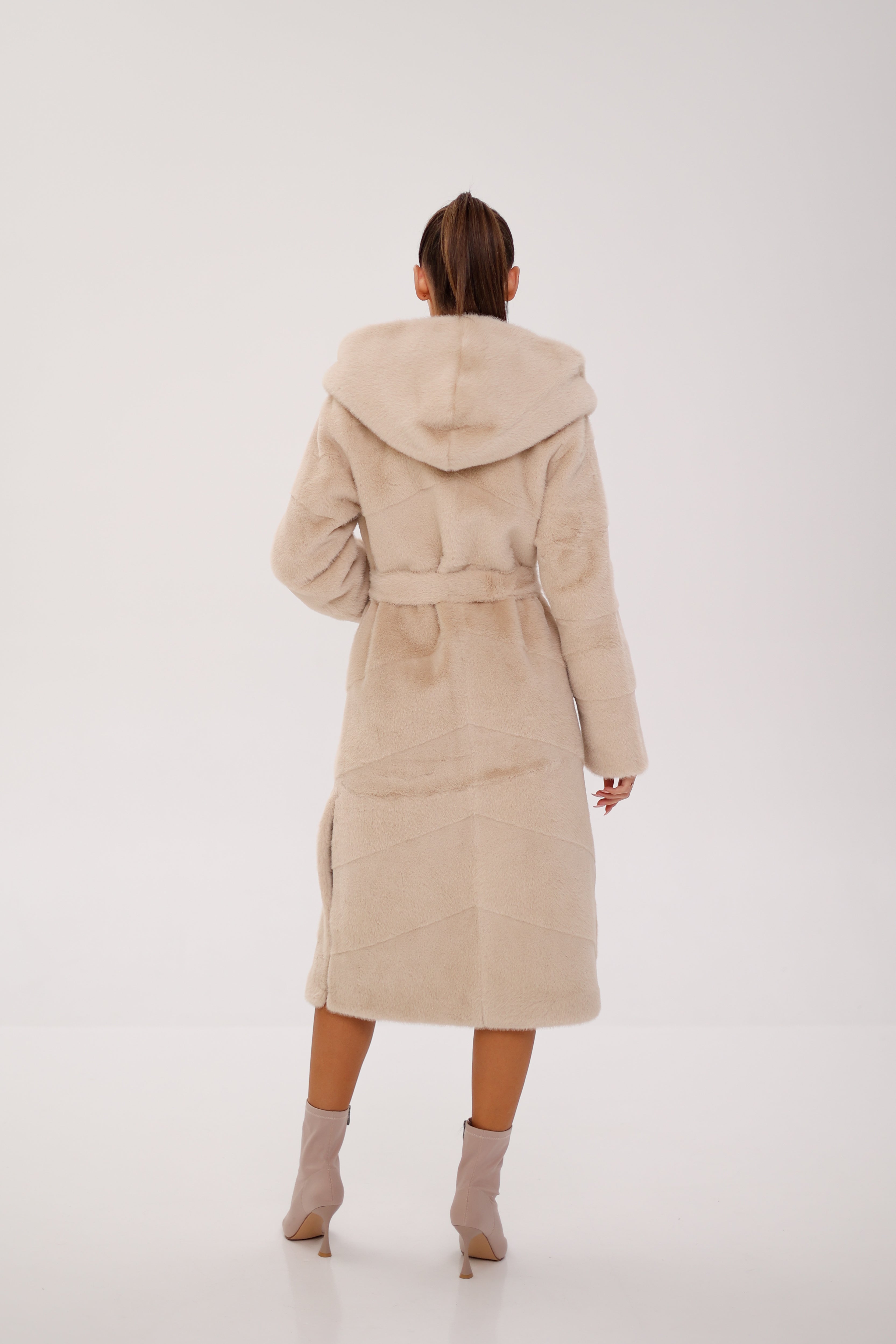 Faux Mink Effect Fur Hooded Coat - SJB-DIAMOND ELITES