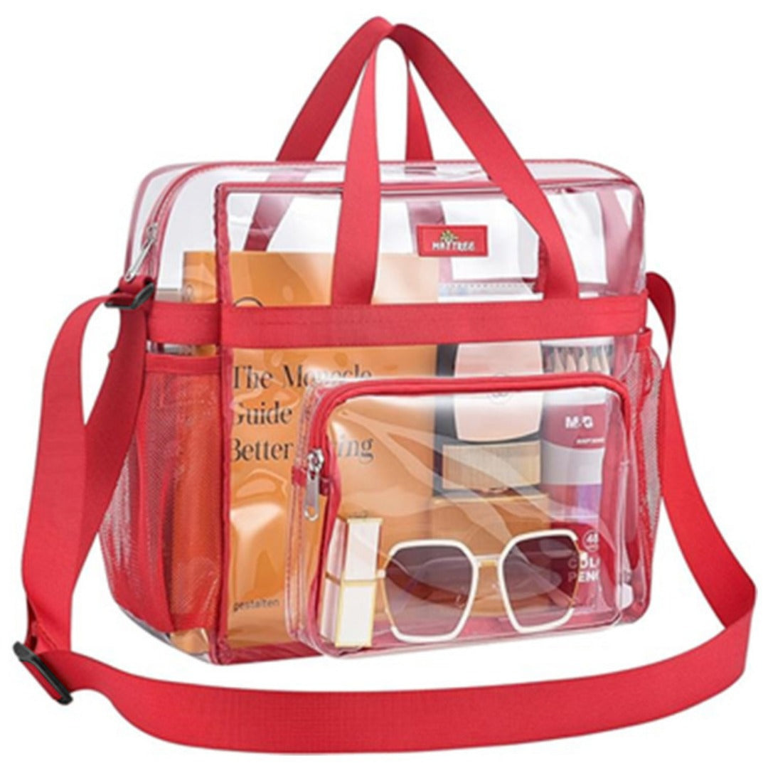 PVC transparent bag, tote bag large, portable travel storage bag for men and women, clear bag for stadium events - SJB-DIAMOND ELITES