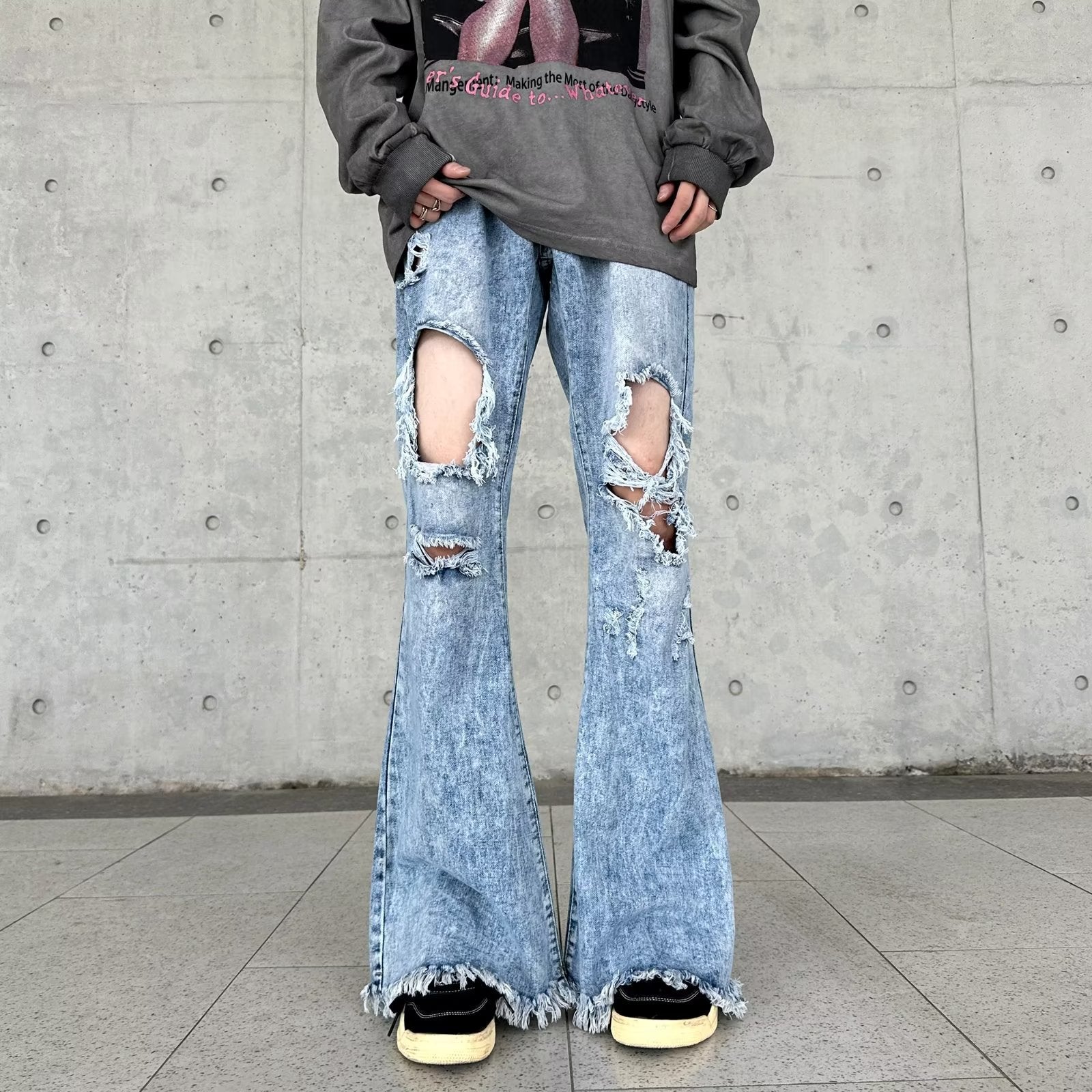 Retro Make Old Ripped Slim-fit Blue Jeans Lootquake LLC