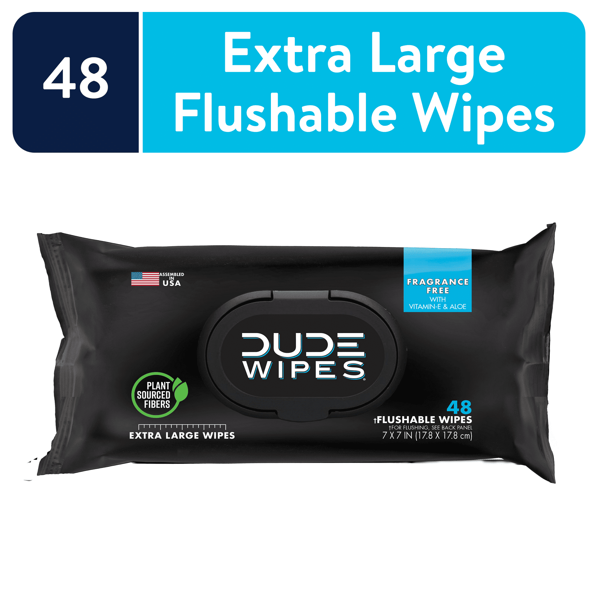DUDE Wipes Unscented XL Flushable Wipes, 1 Flip-Top Pack, 48 Total Wipes EasyOptionXY LLC