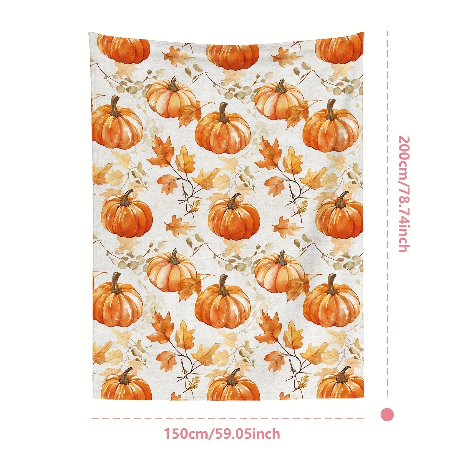 Cozy Flannel Thanksgiving Blanket - Rustic Pumpkin & Maple Leaf Design, Soft Orange Throw for Sofa, Bedroom, Camping - Perfect Fall Decor Gift Lootquake LLC