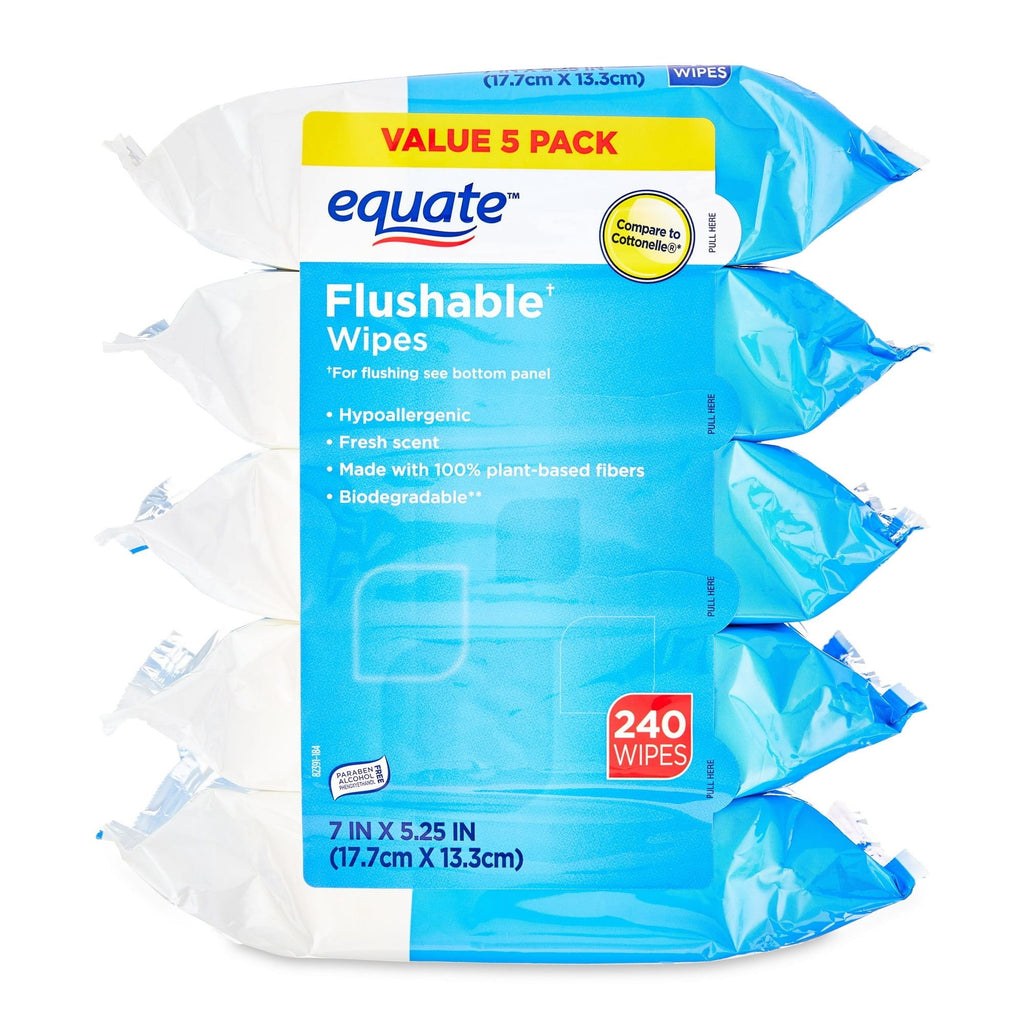 Equate Fresh Scent Flushable Wipes, 5 Resealable Packs (240 Total Wipes) EasyOptionXY LLC