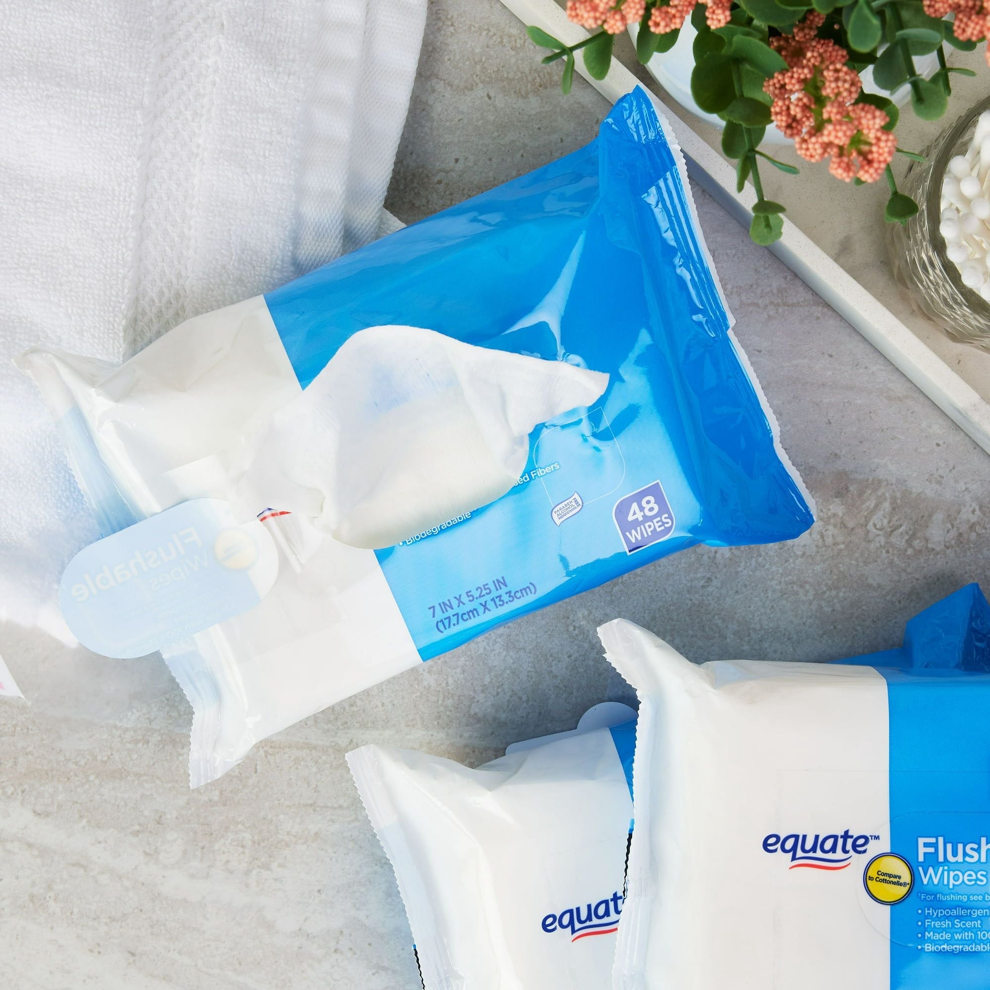 Equate Fresh Scent Flushable Wipes, 5 Resealable Packs (240 Total Wipes) EasyOptionXY LLC