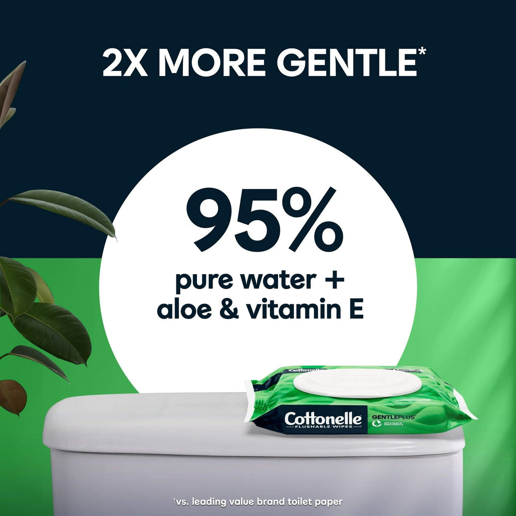 Cottonelle GentlePlus Flushable Wipes, 4 Flip-Top Packs, 42 Wipes per Pack (168 Total) EasyOptionXY LLC