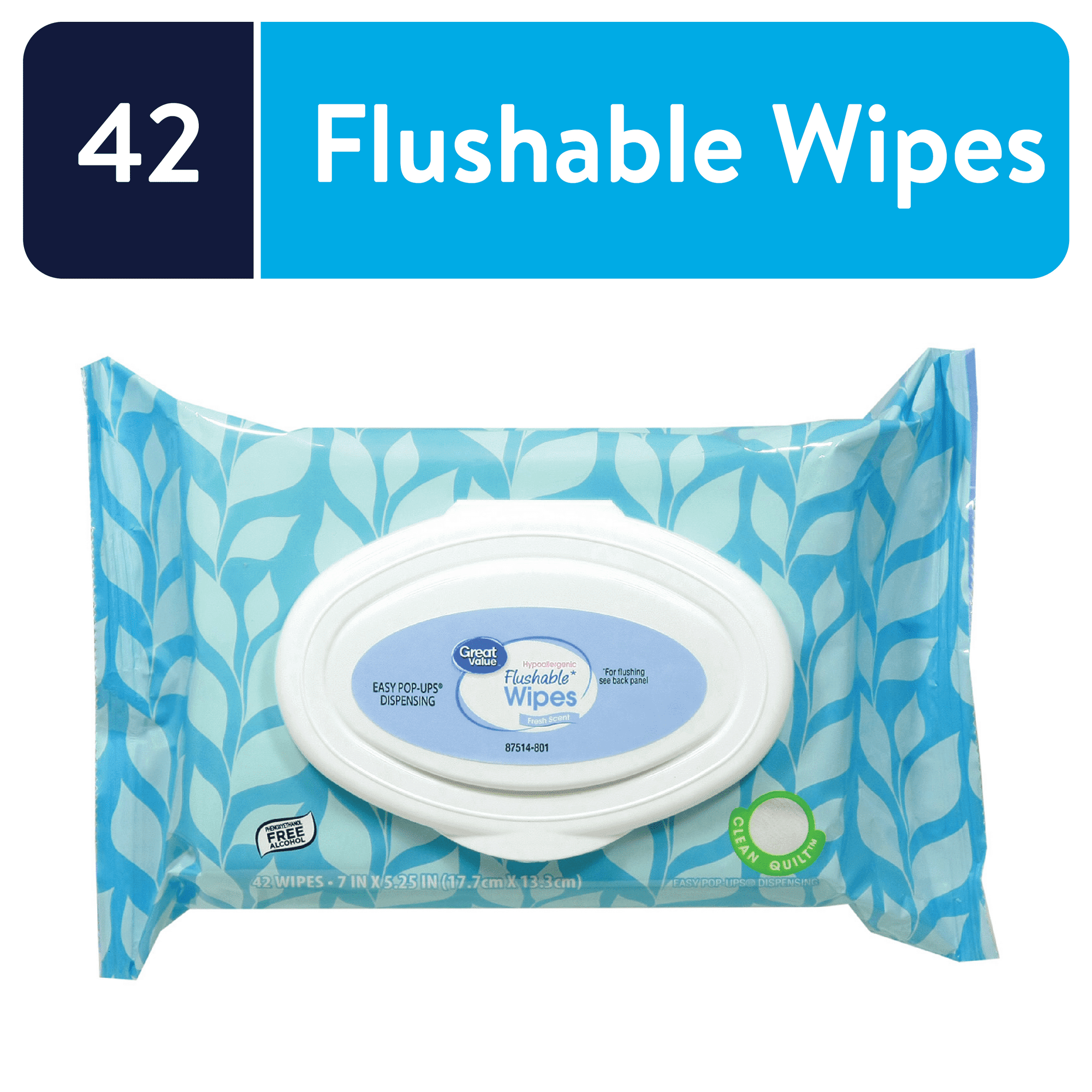Great Value Fresh Scent Flushable Wipes, 1 Flip-Top Pack, 42 Total Wipes EasyOptionXY LLC