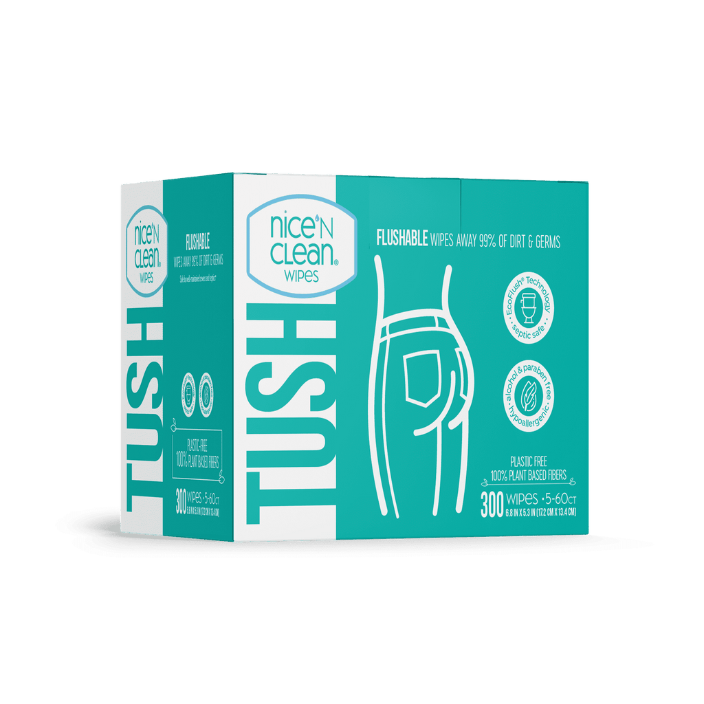 Nice 'N Clean Flushable Wet Wipes, 5 Packs of 60 Wipes, 300 Total Wipes