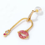 Asymmetric Lipstick Lip Stud Earrings Pi-Mart
