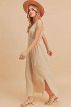 Side Slit Round Neck Sleeveless Maxi Tank Dress For Women – Fluttering, Versatile and Comfortable Dress with Side Slits for Relaxed, Breezy Style Stevvex