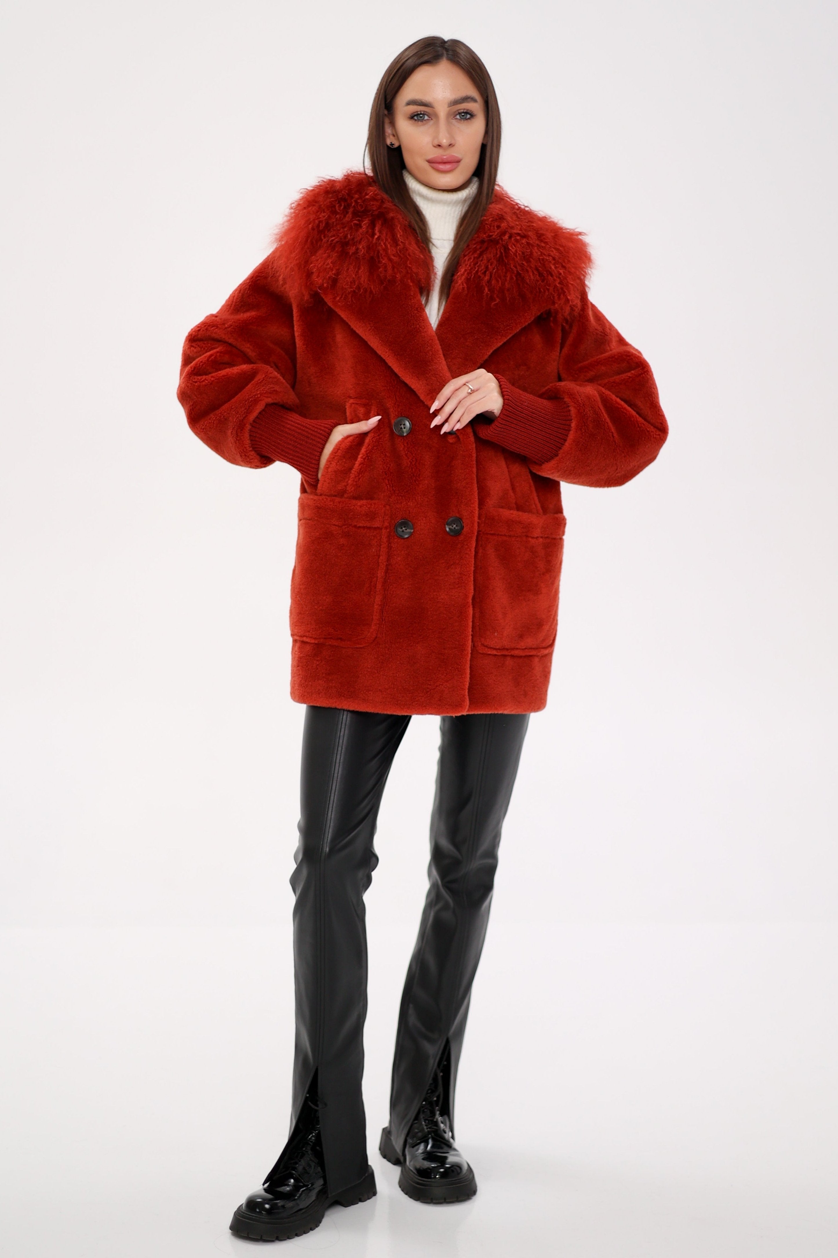 Genuine Lama Fur Peruvian Wool Coat - SJB-DIAMOND ELITES