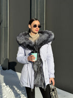 Genuine Silver Fox Fur Trim Rabbit Fur Insulated Parka - SJB-DIAMOND ELITES