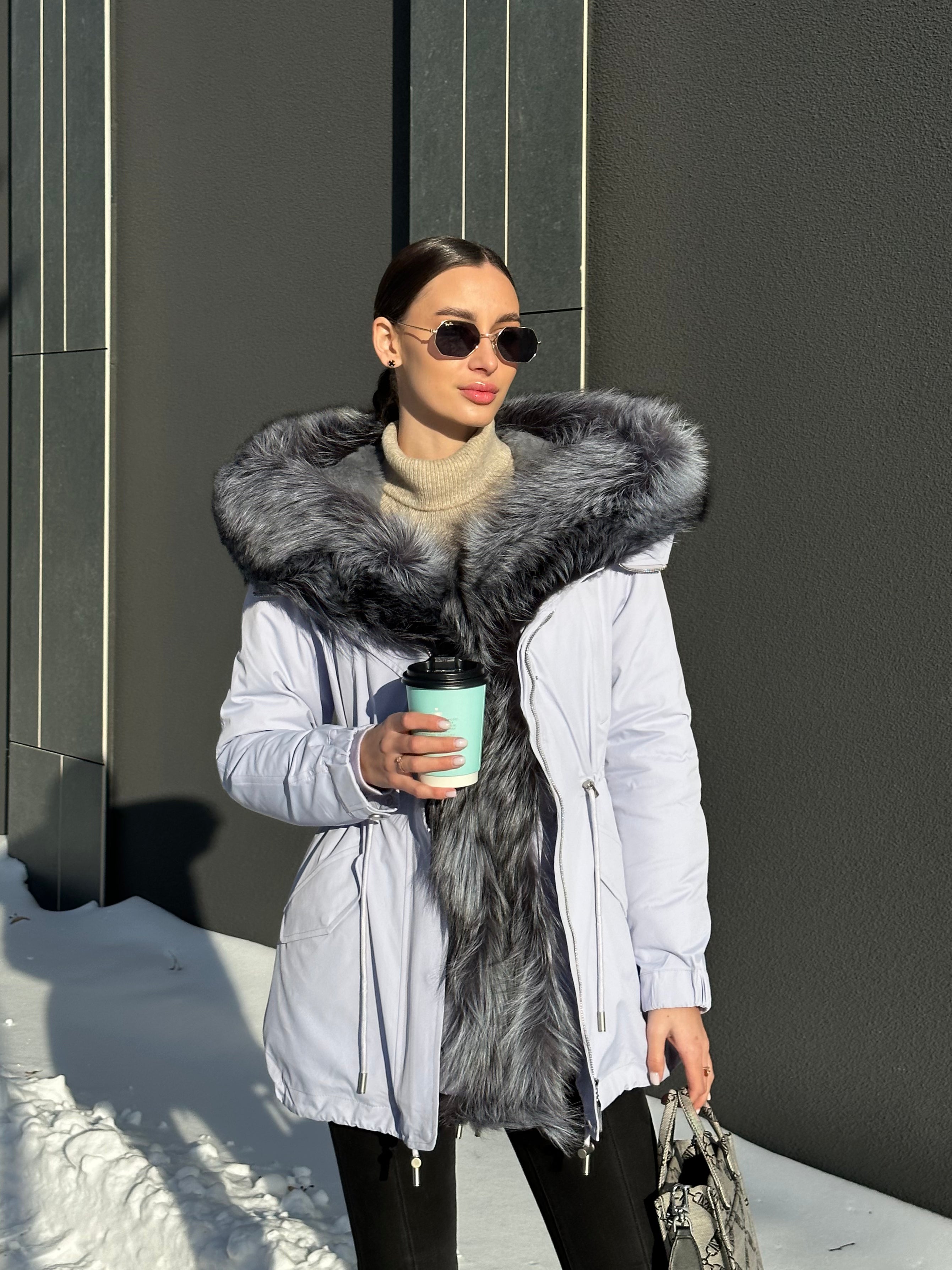 Genuine Silver Fox Fur Trim Rabbit Fur Insulated Parka - SJB-DIAMOND ELITES