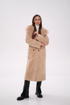 Genuine Lama Fur Virgin Wool Coat - SJB-DIAMOND ELITES