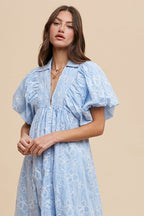 Floral Smock Detail Puff Sleeve Summer Dress – Feminine Floral Smocked Puff Sleeve Dress with Delicate Details for Casual and Special Occasions
