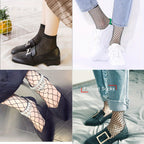 3 Pairs Women's Plus Sexy Socks, Plus Size Elastic Hollow Out Fishnet Breathable Short Socks Lootquake LLC