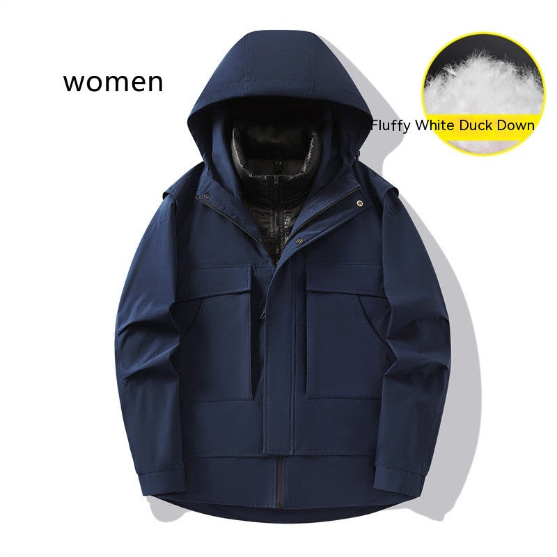 3-in-1 Waterproof Winter Jacket for Men & Women - Removable Down Liner Hooded Windbreaker (5000mm, 90 White Duck Down) - S-6XL Pi-Mart